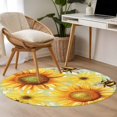 thumbnail image 4 of Small Round Rug 3Ft Washable Non-Slip, Sunflower Circle Area Rugs for Living Room Bedroom, Yellow Flowers Elegant Pastoral Botanical Indoor Floor Mats Carpet Runner for Home Decor, 4 of 8