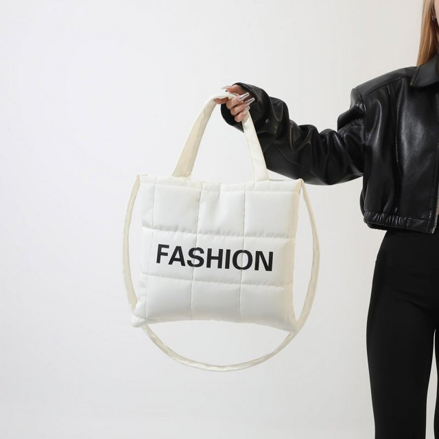 Bolso de viaje diario para mujer y niña, con cierre de cerrojo, con patrón de letras, bolso de hombro para uso diario