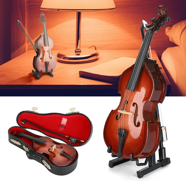 Musical Instrument Ornament, Wood Decor, Exquisite Mini Bass Guitar Model, Smooth for Friends Family