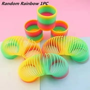 Funny Creative Magical Folding Toys Plastic Rainbow Circle Slinky Spring Coil for Children Early Development Educational Rainbow 1PC