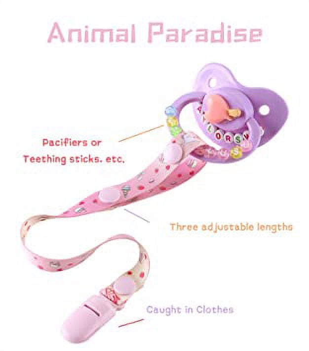 CutiePlusU Adult Pacifier Clip 3 Pack-Animal Paradise (Unicorns, Rainbow Cats and Giraffes)