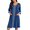 Navy, variant on Zipper Robes for Women 3/4 Sleeves Lightweight House Coat Zip Up Bathrobe Soft Nightgown with Pockets