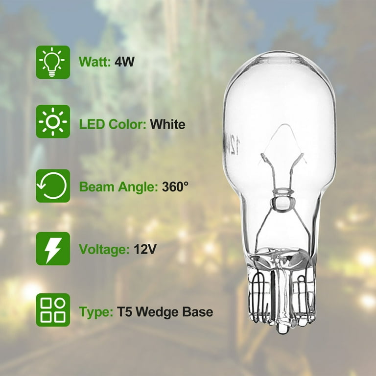 20 Pack 4 Watt T5 Wedge Base 12V LED Light Bulbs for Landscape Decoration Lamps