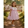 thumbnail image 4 of BemeyourBBs Toddler Baby Girl Easter Dress Outfit Baby Christening Clothes God is Good All The Time Letter Short Sleeve Sailor Collar Floral Embroidery A-Line Dress Plaid Spring Summer Casual Dress, 4 of 9