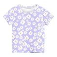 thumbnail image 3 of Zpanxa Chemises pour Adolescentes Imprimé Marguerites Arc-en-Ciel Col Rond Manches Courtes Haut Polyester Spandex 4 Ans, 3 of 3