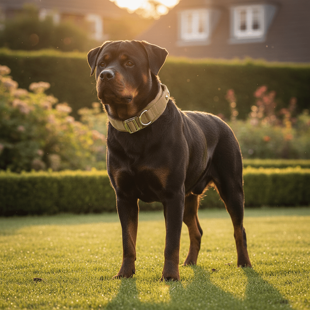 Large Dog Collar with Heavy Duty Leash Tactical Padded Nylon Pet Collar for Large Dogs Adjustable Training Gear with Metal Buckle and Studded Design Brown