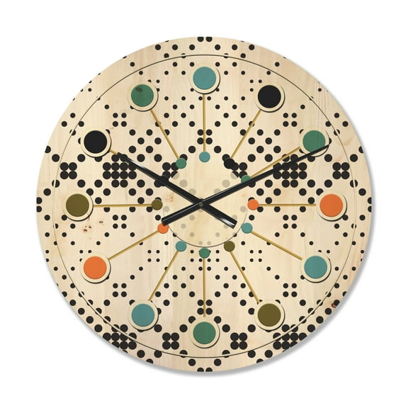 Designart 'Geometrical Abstract Retro Minimal Pattern IX' Mid-Century Modern Wood Wall Clock