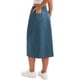 thumbnail image 3 of Falda de mezclilla para mujer INSPIRE CHIC, con botones en la parte delantera, abertura con bolsillos, cintura alta, falda lápiz midi de mezclilla, color azul retro, 3 of 6