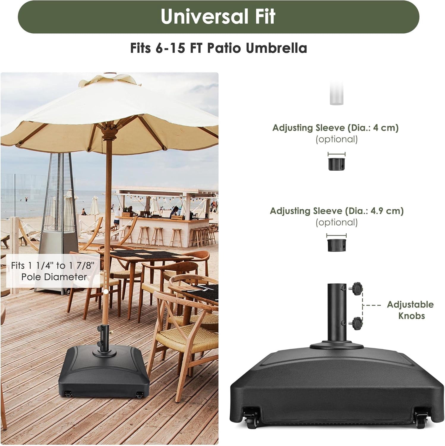 Outdoor Umbrella Weight with Wheels 88-143 lbs