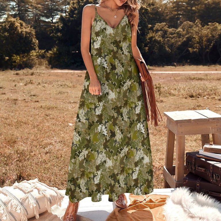 camouflage evening dress CAMO Beaded long dress with open back