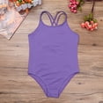 thumbnail image 2 of Miutii Kids Girls Team Basic Camisole Ballet Dance Gymnastic Leotard Criss Cross Back Bodysuit Purple M, 2 of 7