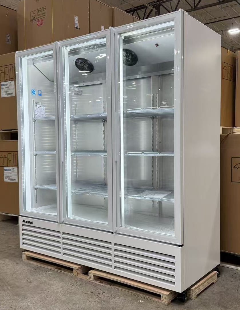 NAFCOOL New 1600L 3 Glass Door Commercial Refrigerator, WHITE