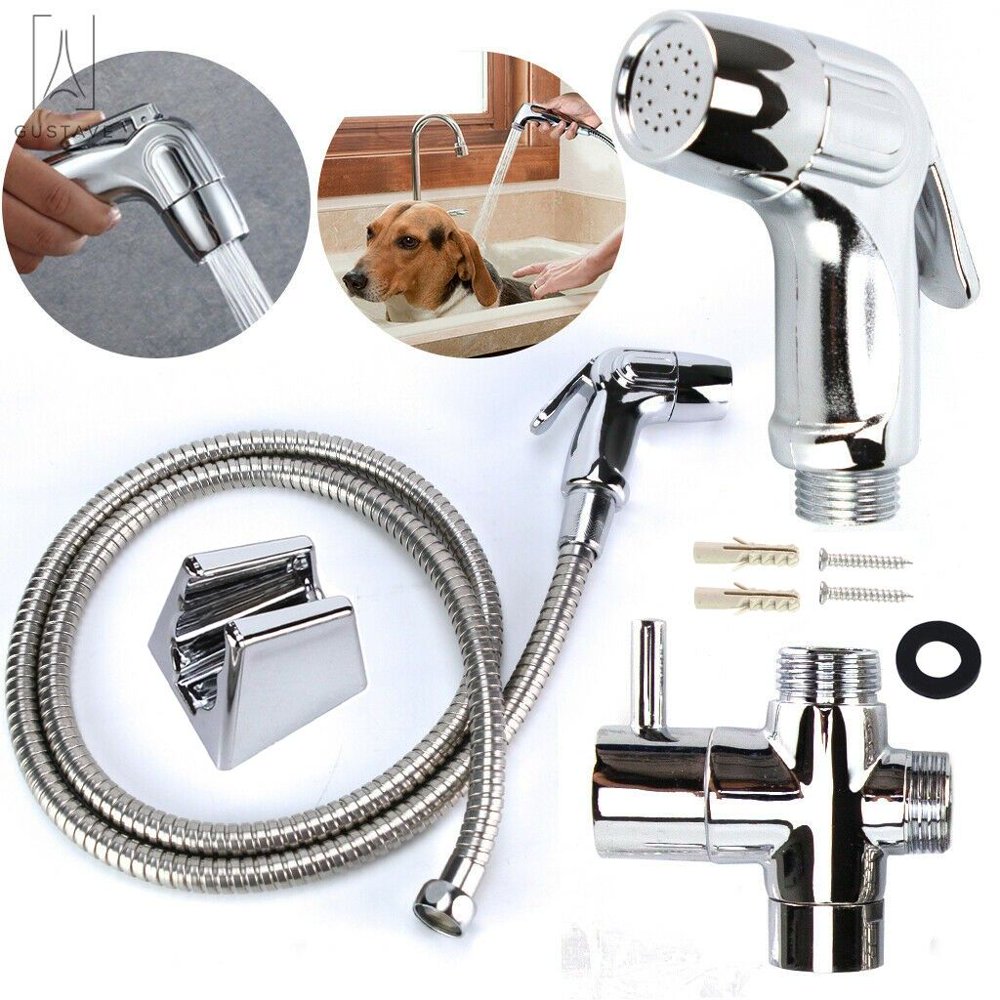 GustaveDesign Stainless Steel Hand Held Bidet Toilet Sprayer Kit, Wall