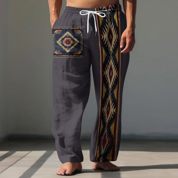 Pantalones largos para hombre, cintura elástica, transpirables, cómodos, suaves, informales, de playa, de poliéster.