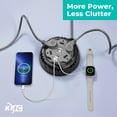 thumbnail image 3 of KMC Surge Twist Cord Reel Surge Protector Power Strip, 5-Outlets, USB-C PD, Flat Plug, 8 ft Extension Cord, Black, 3 of 10