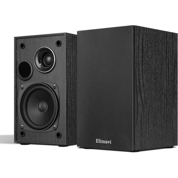 Passive Bookshelf Speakers, 2-Way Design with 4" Woofer & 1" Silk Horn Tweeter, 60Hz Bass, Ideal for Home, Office & Theater, Black(Requires Amplifier or Receiver to Operate)