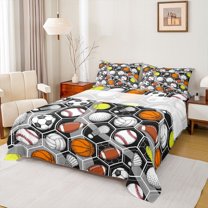 Castle Fairy Soccer Baseball Football Basketball Queen Sheet Sets,Sport Gamer Bed Set
