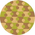 thumbnail image 1 of Ahgly Company Indoor Round Patterned Golden Brown Yellow Area Rugs, 3' Round, 1 of 6