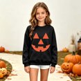 thumbnail image 5 of Risckoth Girl's Pumpkin Face Print Crew Neck Sweatshirt, Warm Long Sleeve Casual Pullover, 5 of 8