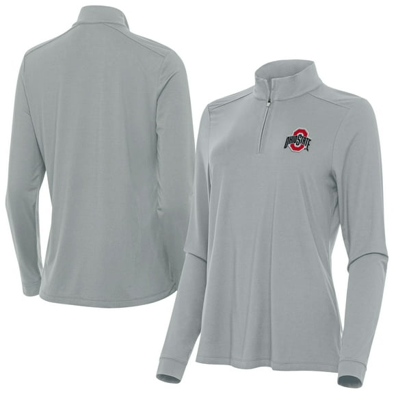 Women's Antigua  Gray Ohio State Buckeyes Intent Quarter-Zip Top