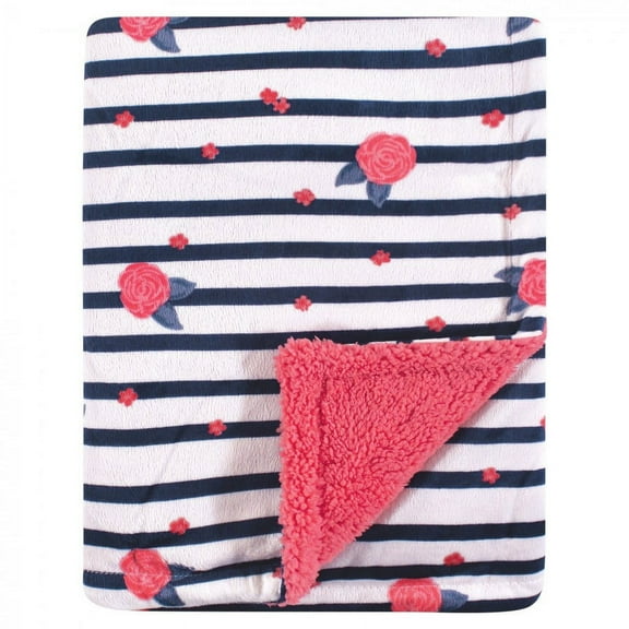 Yoga Sprout Baby Girl Mink and Faux Shearling Plush Blanket, Wild Floral, One Size