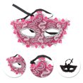 thumbnail image 3 of Unique Bargains 1 Pc Pointed Head Dragon-Design Half Face Party Mask for Masquerade Party Pink, 3 of 5