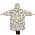 thumbnail image 2 of Oversized Wearable Blanket Hoodie,Yellow Lemon Fruit Slices White Pattern Sherpa Blanket Hoodie with Super Pockets,Super Warm Fuzzy Pullover for Women & Men, 2 of 6