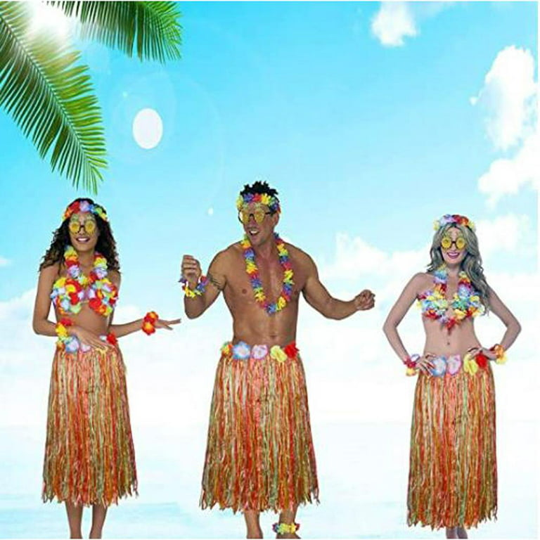 Worallymy 8 PCS Fancy Dress Hula Skirt Costume Hawaiian Grass