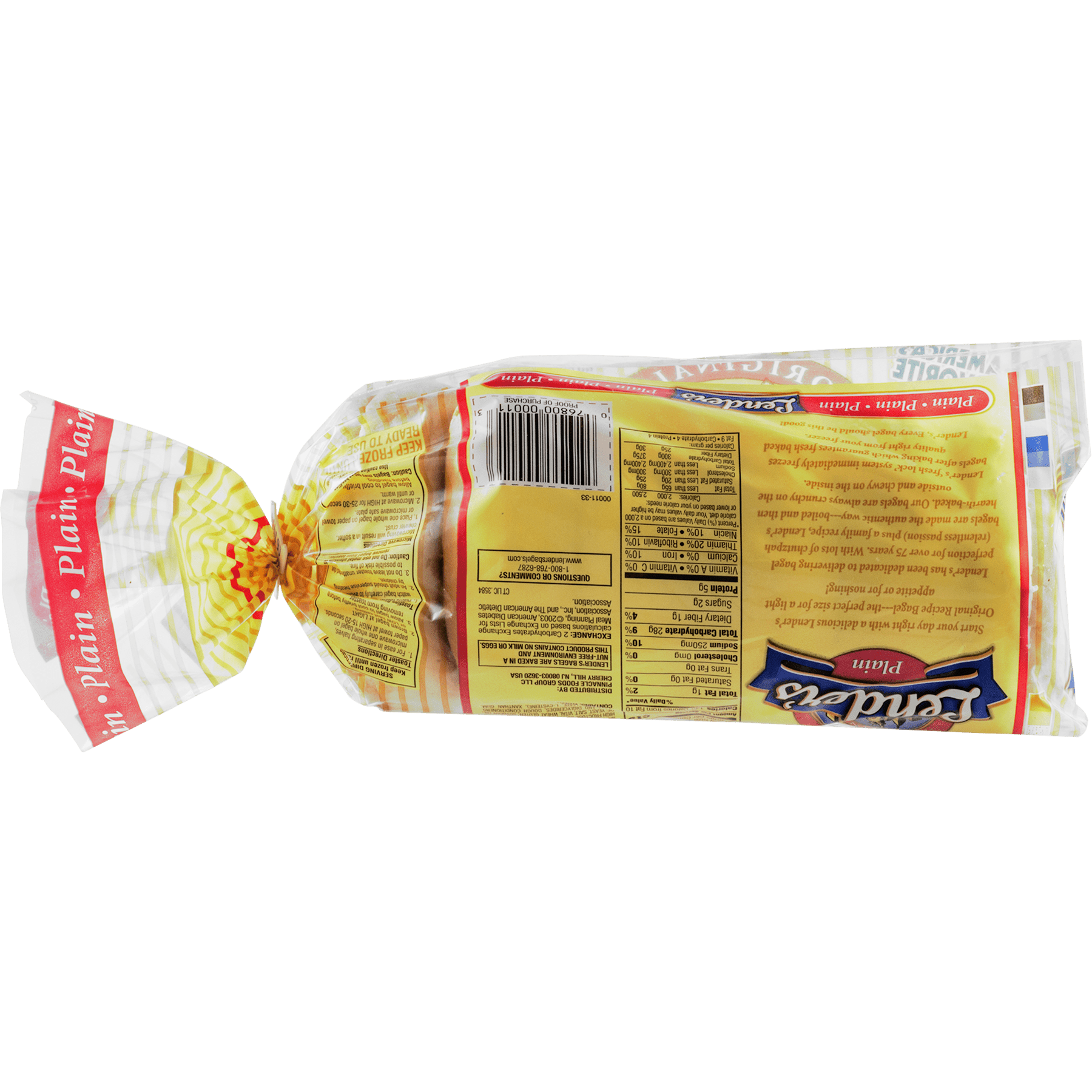 Lender's Frozen Original Plain Grain 6 Ct Soft Round Bagels 12oz Bag No Grain