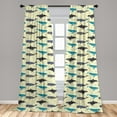 thumbnail image 5 of Ambesonne Whale Curtains, Swimming Mammals Yellow, Pair of 28"x84", Multicolor, 5 of 5