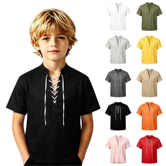 Costumes for Kids Short Sleeve Boys Medieval Shirt Pirate Costume Kids Boy Dress up Clothes for Play 5-6 Years Boy Halloween Costume