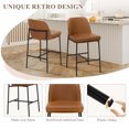 thumbnail image 6 of Bar Stools - Modern Fabric Upholstered with Back, Armless Design, Metal Legs for Kitchen Island and Dining Room Bar, 25 Inch, Set of 2,Brown, 6 of 16