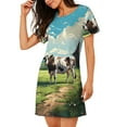 thumbnail image 2 of Vsdgher Prairie Motif Vache Chemise de Nuit à Manches Courtes Col Rond Mignonne Robe de Nuit Confortable, 2 of 6