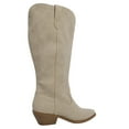 thumbnail image 4 of Soda Women's Faux Leather Stitching Cowboy Knee High Boots, Sand, 9 M US, 4 of 5