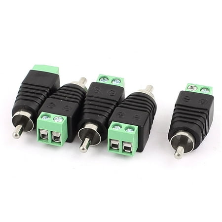 5 Pcs Speaker RCA Wire to AV Phono Male RCA Connector Jack Adapter 5 Pcs Speaker RCA Wire to AV Phono Male RCA Connector Jack Adapter