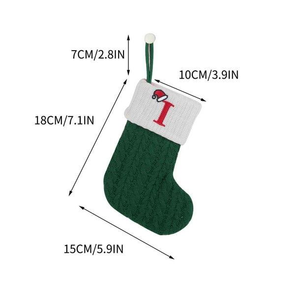 Bolsas de Regalo de Navidad de Punto de Lana de Navidad con Alfabeto Bordado,Verde 18x15cm para Niños Dulces Y Decoración de Vacaciones,Bolsas de Regalo de Vacaciones