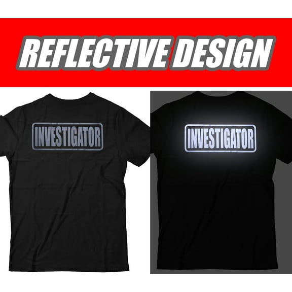 Investigator t-shirt with REFLECTIVE logo design, 100% cotton.