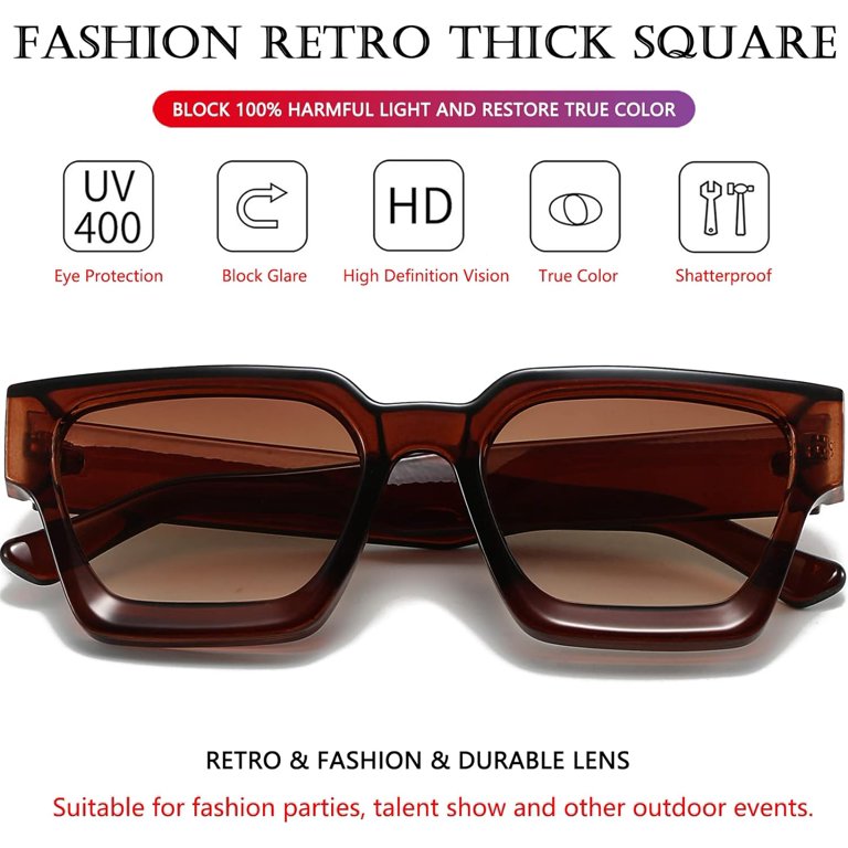 Square Sunglasses for Women Men Square Thick Frame Sun  display picture 3