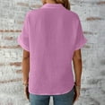 thumbnail image 4 of Mittory Linen Cotton Womens V Neck Collared Short Sleeve Shirts Button Down Blouse Tops, 4 of 8