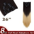 thumbnail image 2 of Full Head Clip Synthetic in Hair Extensions 8 Piece 18 Clips Hairpiece Long Curly Straight, 2 of 5