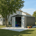 thumbnail image 2 of JXXRZ 10x12ft Heavy-Duty Metal Shed, Galvanized Steel Outdoor Storage with Secure Lockable Doors, Light Grey, 2 of 8