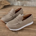 thumbnail image 4 of Womens Loafers Antislip Thick Sole Platform Sneakers Round Toe Suede Comfy Arch Support Slip on Walking Shoes Khaki Size 9, 4 of 7