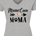thumbnail image 4 of Inktastic Maine Coon Mama with Flowers and Arrow Women's V-Neck T-Shirt, 4 of 5