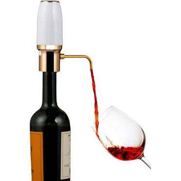 White Electric Wine Aerator Pourer, Electric Wine Dispenser, Wine Airarator, Wine Pump, Wine Dispenser, Wine Pourer, Rechargeable with Micro USB Cable, Christmas Gift for Wine Lovers