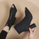 thumbnail image 4 of NECHOLOGY Botas Mujer Zapatos Botines mujer Moda mujer cuero artificial Color sólido otoño suela gruesa tacones cuadrados cremallera botines cortos zapatos de punta estrecha (Black, 7), 4 of 5
