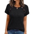 thumbnail image 2 of Women'S Short Sleeve Shirts Business Casual Blouses Dressy Work Tunic Top Sweaters Fashion Clothes Black XXL, 2 of 7