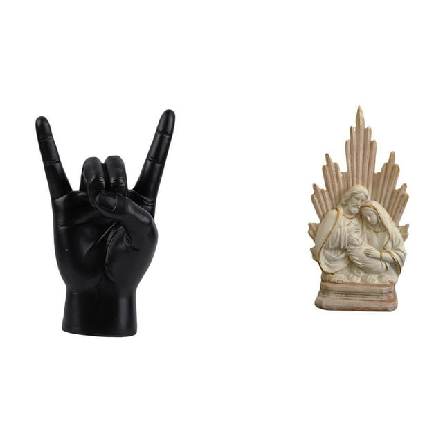 Escultura Creativa De Roca Con Gesto De Mano Y Sagrada Familia, Figura Clásica Cristiana Católica De Resina Para Apartamento, Dormitorio, Oficina, Decoración Del Hogar.