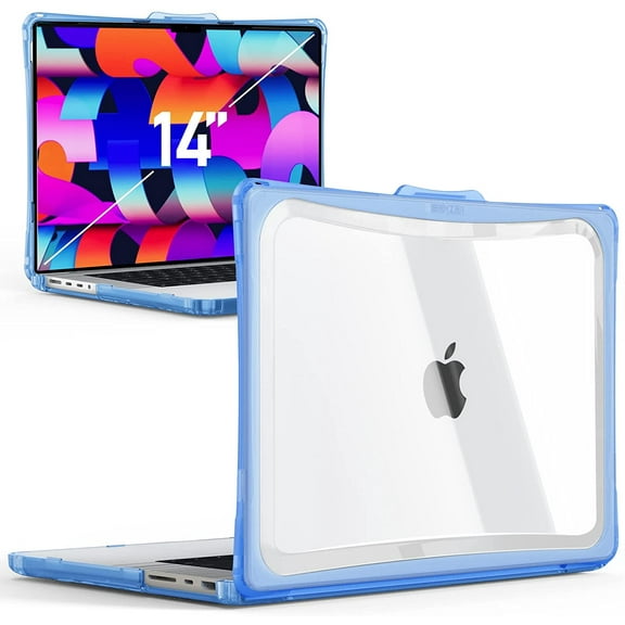 IBENZER Hexpact MacBook Pro 14 Inch Case 2022 2021 Release New Version M1 Pro Max A2442, Heavy Duty Protective Case with Screen Lock for Apple Mac Pro 14 with Touch ID, Serenity Blue, HPE-T14-SRL