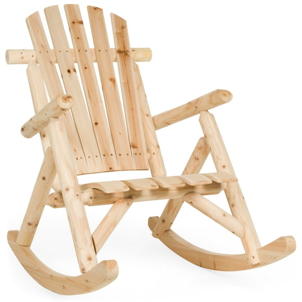 Best Choice Products Rocking Wood Adirondack Chair Accent Furniture For Yard Patio Garden W Natural Finish Walmart Com Walmart Com
