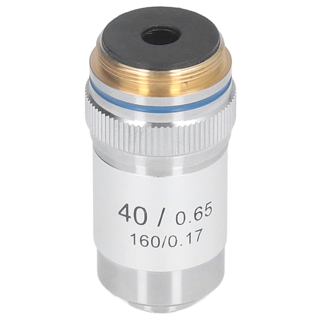 Objetivo para microscopio acromático de 40 aumentos, interfaz de 20,2 mm, RMS estándar, color plata